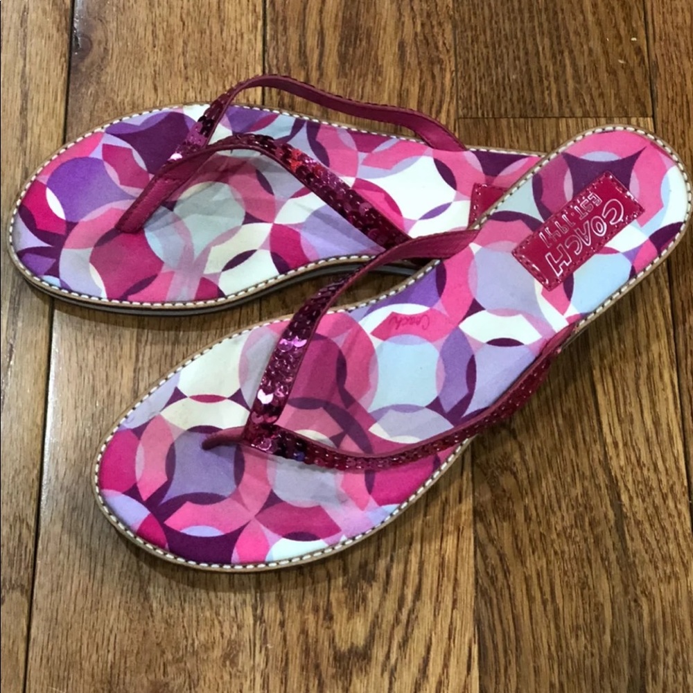 Coach Women’s Pink Flip Flops SZ 8